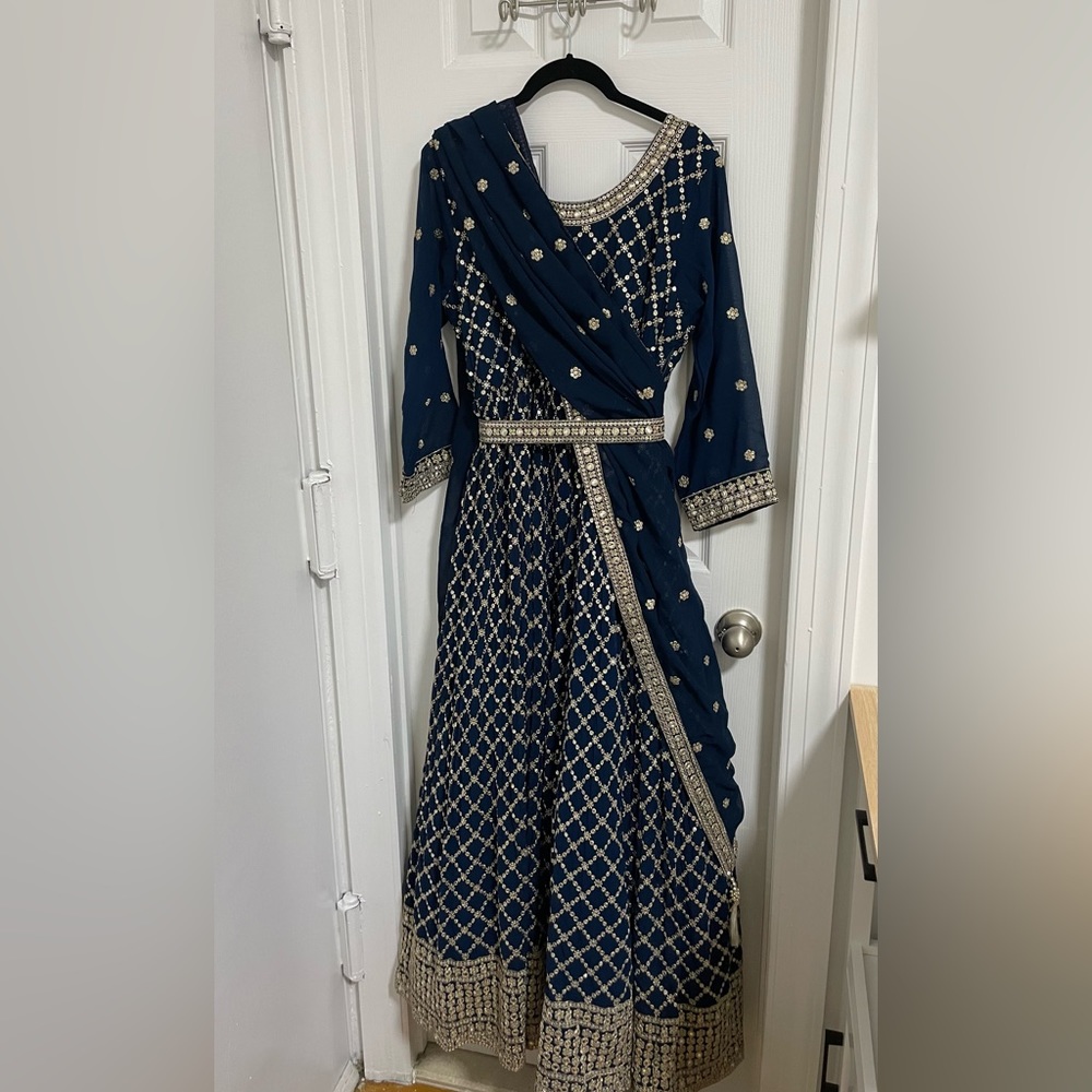Navy and Gold Saree